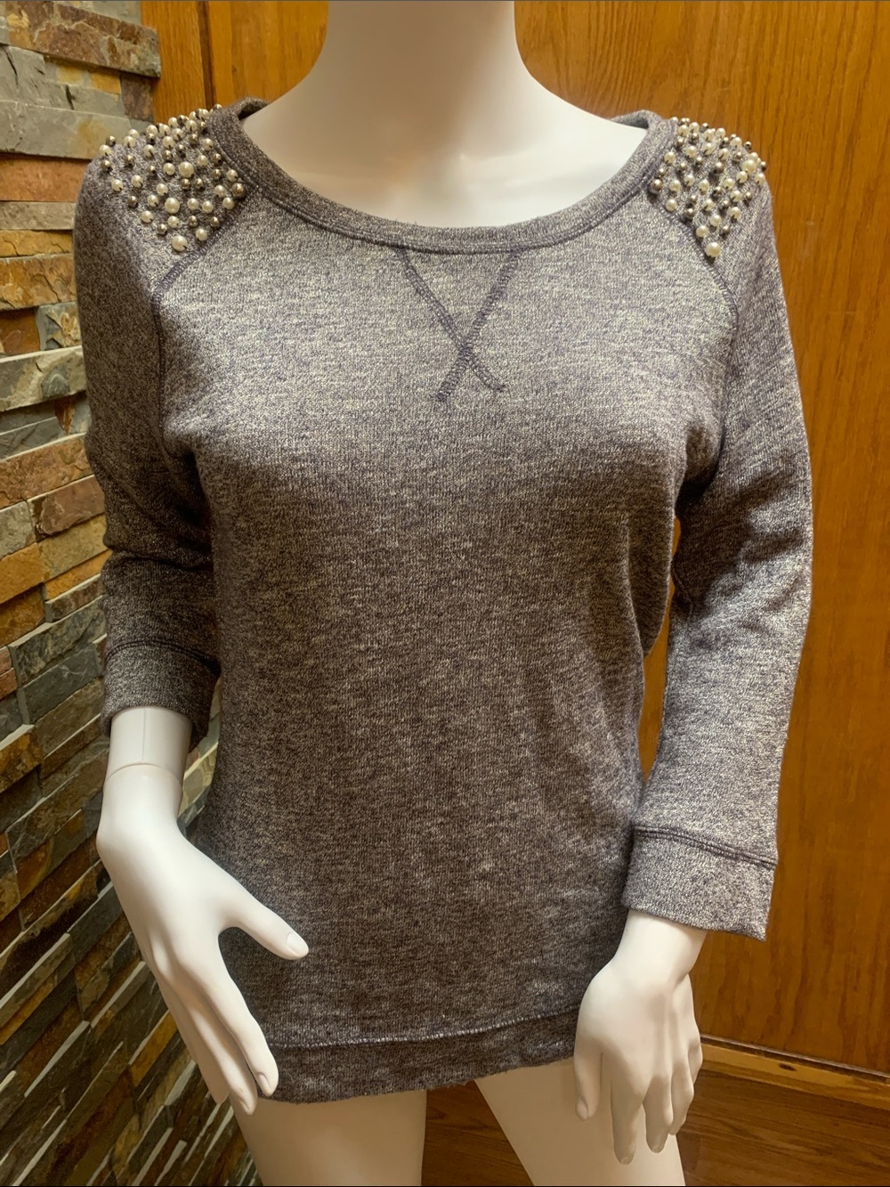 INC International Concepts Metallic Heather Gray Crewneck Sweater